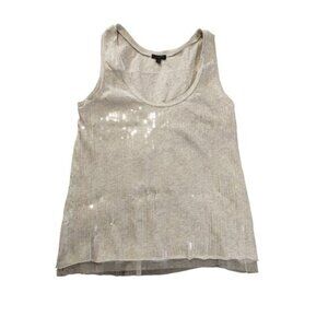 J Crew Womens Sequin‎ Tank Top Small Gray Scoop Neck Sleeveless Dressy Party